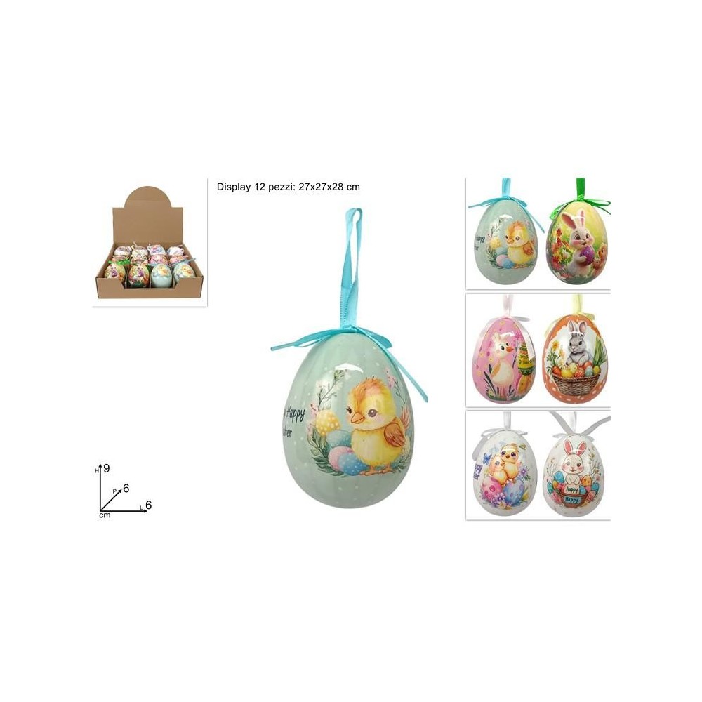 UOVO APPENDINO DECORATO 9CM ASSORTITO IN DISPLAY